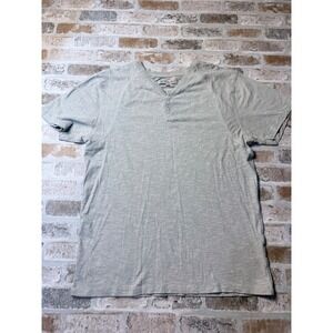 Silver Lake Mens Gray Slub Knit Short Sleeve Henley Shirt Size Medium Raglan Tee